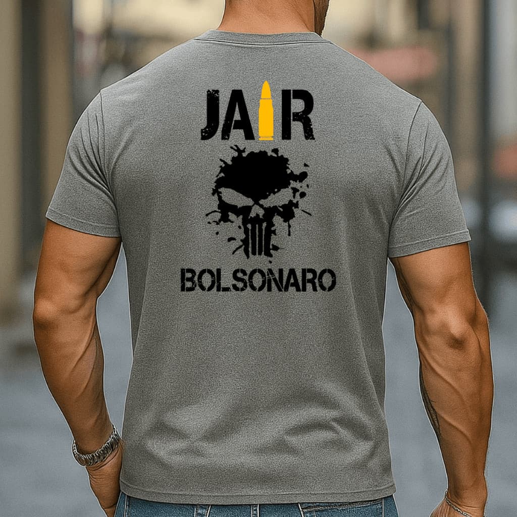Camiseta Unissex Caveira Mito Bolsonaro camiseta cinza