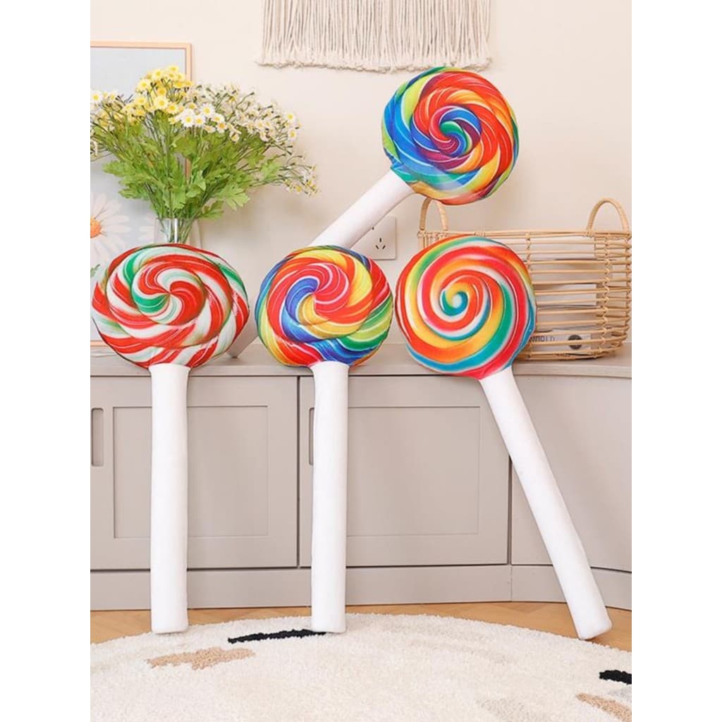 Simulação arco-íris pirulito brinquedo de pelúcia boneca doces travesseiro boneca Ragdoll desempenho adereços arco-íris