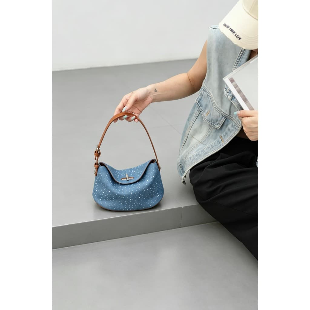 VOMAS Street Wear Denim Bolsa Feminina 2026 Novo Estilo Moda All-Match Bolsa Mensageiro de Um Ombro High-En