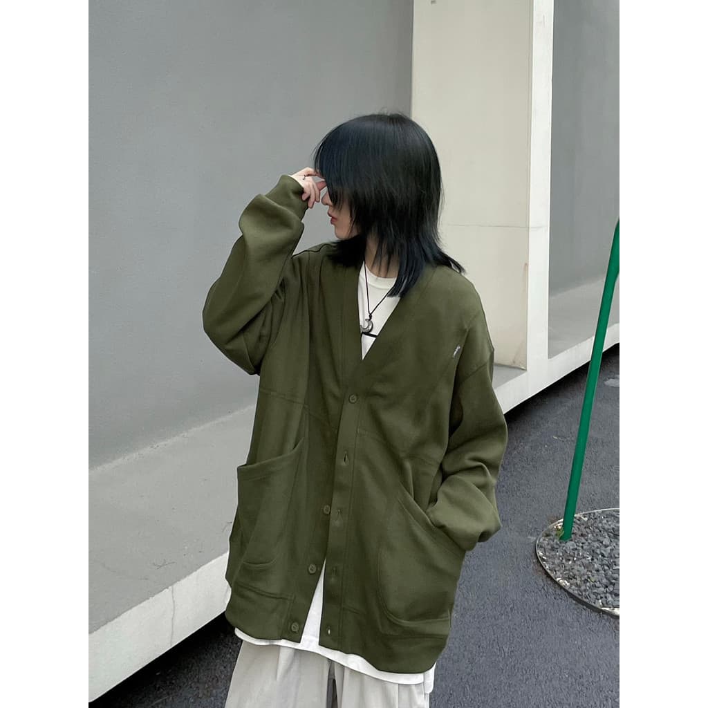 Um pouco Yang japonês Cityboy Commuter Waffle malha Cardigan jaqueta fina das mulheres dos homens solto juventude sentim