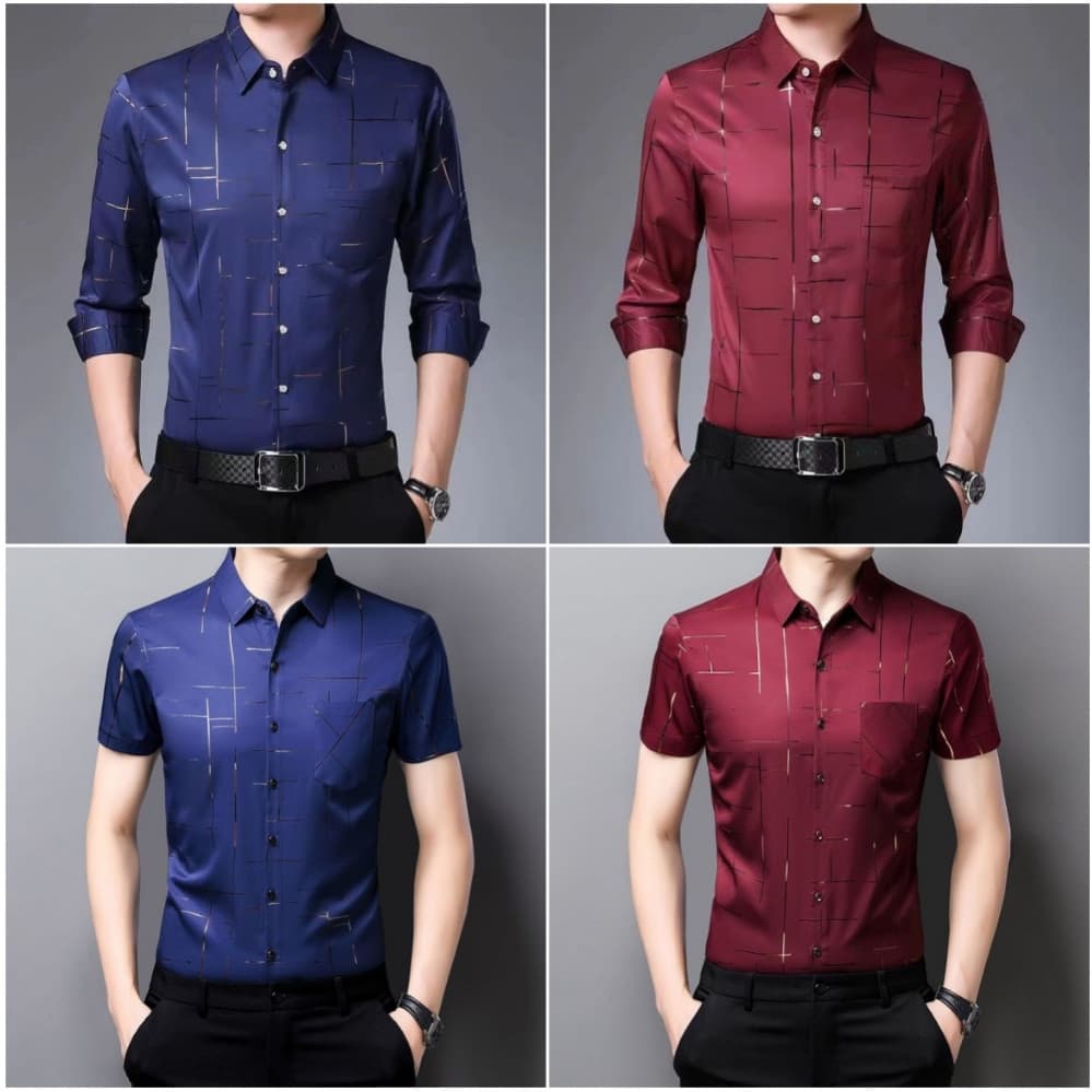 Camisas masculinas de manga comprida, xadrez, listradas, curtas, casuais, para trabalho e negócios, estampadas 3947