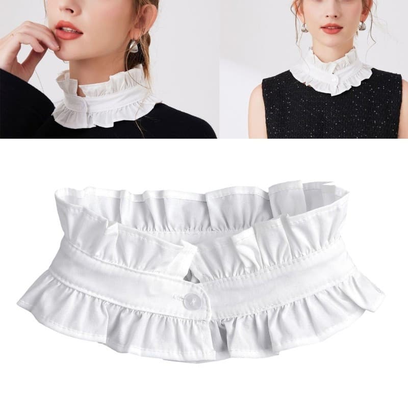 Elegante Impressão Colar Destacável Vitoriano Renda Guarnição Clipe Acessório