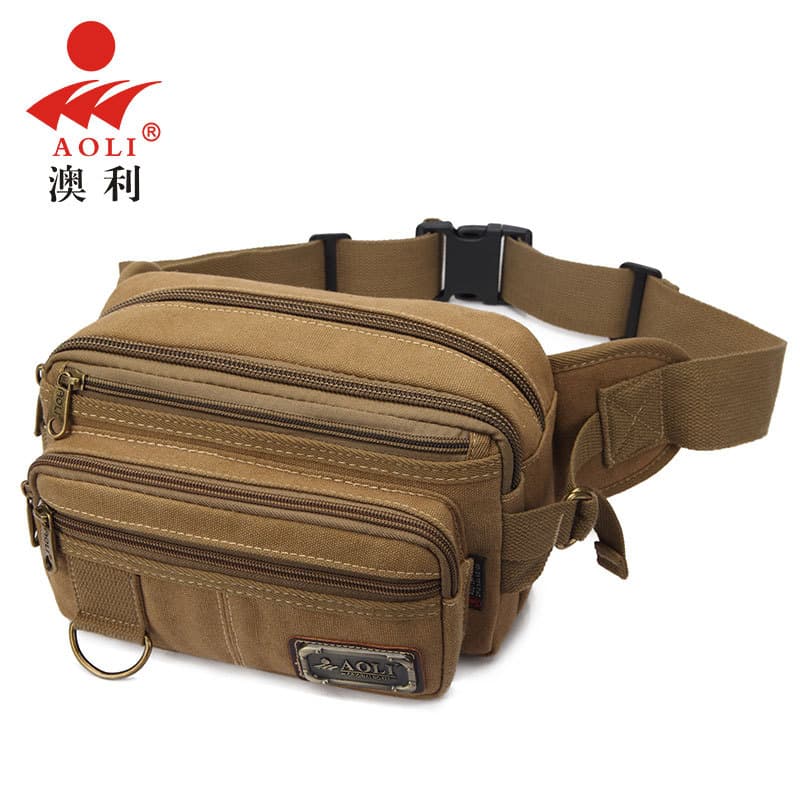 Bolsa de cintura australiana masculina de lona Casual esportes ao ar livre multifuncional carteira de grande capacidade