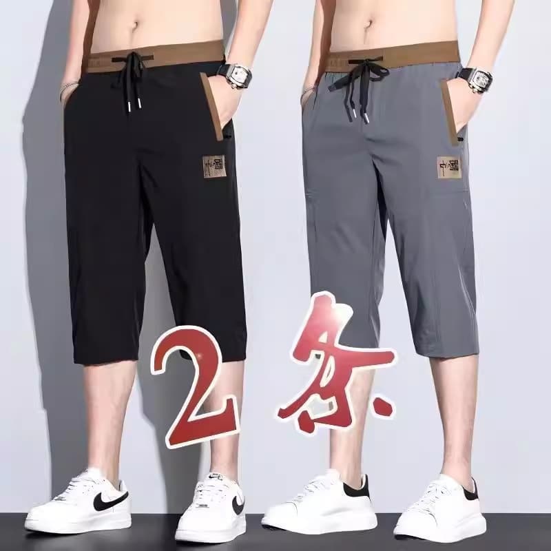 Shorts curtos masculinos verão estilo simples fino de secagem rápida gelo seda Casual esportes perna larga fina calças c