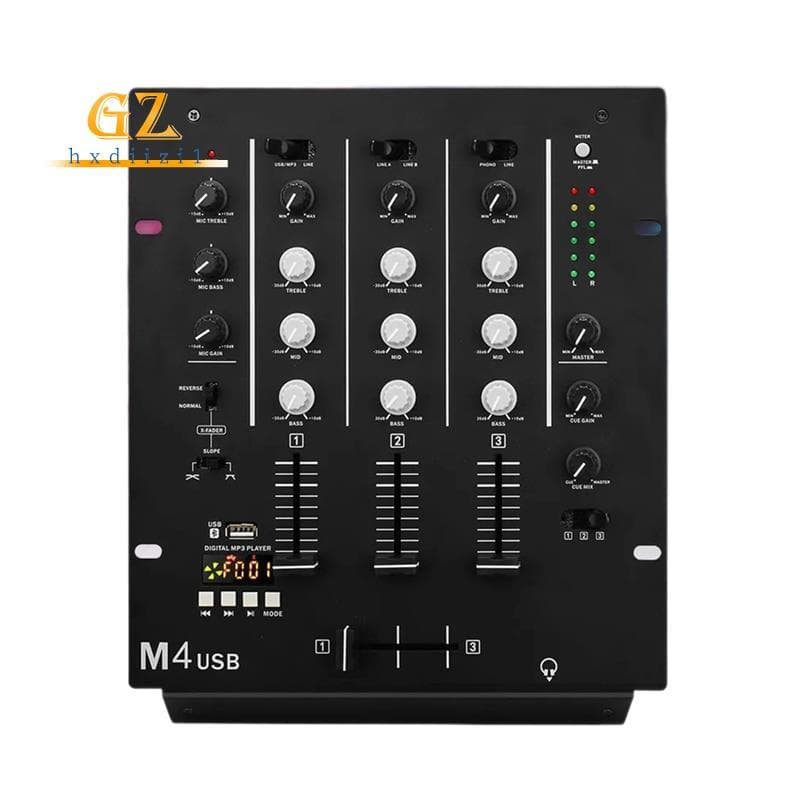 [gzhxdiizi1] DJ Mixer De 3 Canais Com Interface De Áudio Integrada Bandas Para Barra De Palco KTV Console De Mixagem De