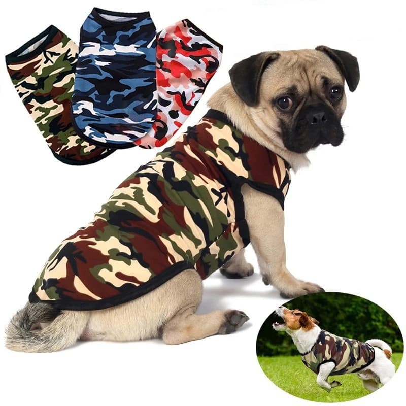 Colete Camuflado para Cães Grandes e Médios |     Camiseta confortável com tecido respirável FCSK