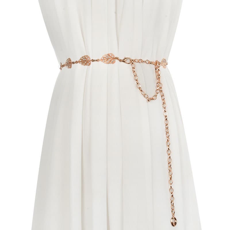 Versão coreana senhoras cinto de Metal All-Match vestido decorativo cintura corrente feminina moda strass corrente cinto