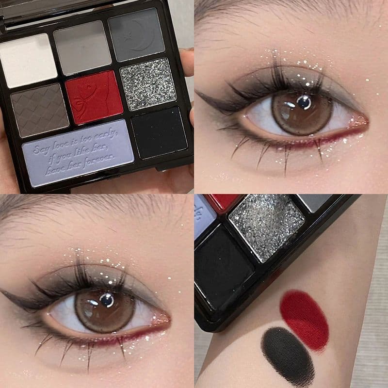 Novo produto paleta de sombras de oito cores espinhos escuros rosa preto vermelho cinza contraste cor estilo europeu ame