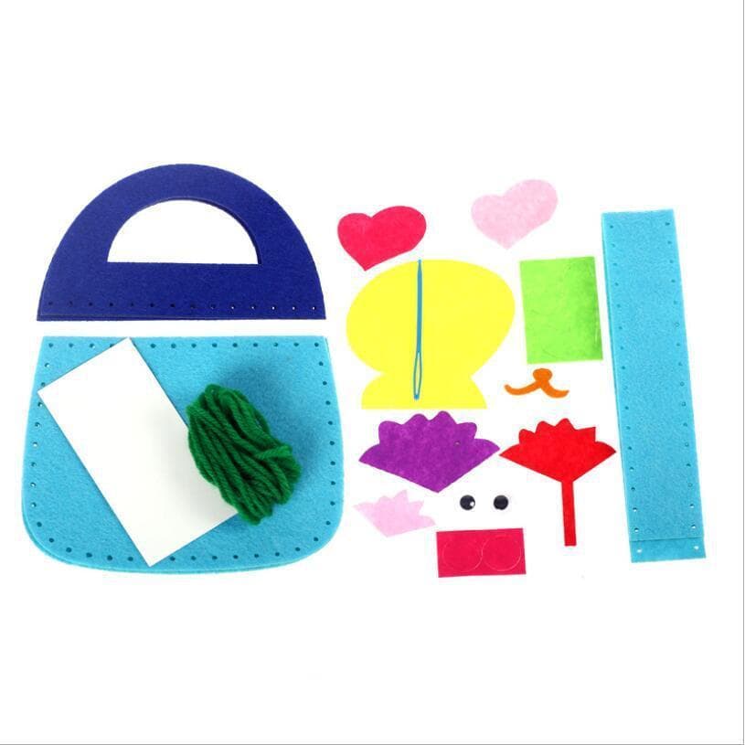 Crianças costura música artesanal saco não-tecido DIY dos desenhos animados pasta tridimensional fazendo brinquedos educ