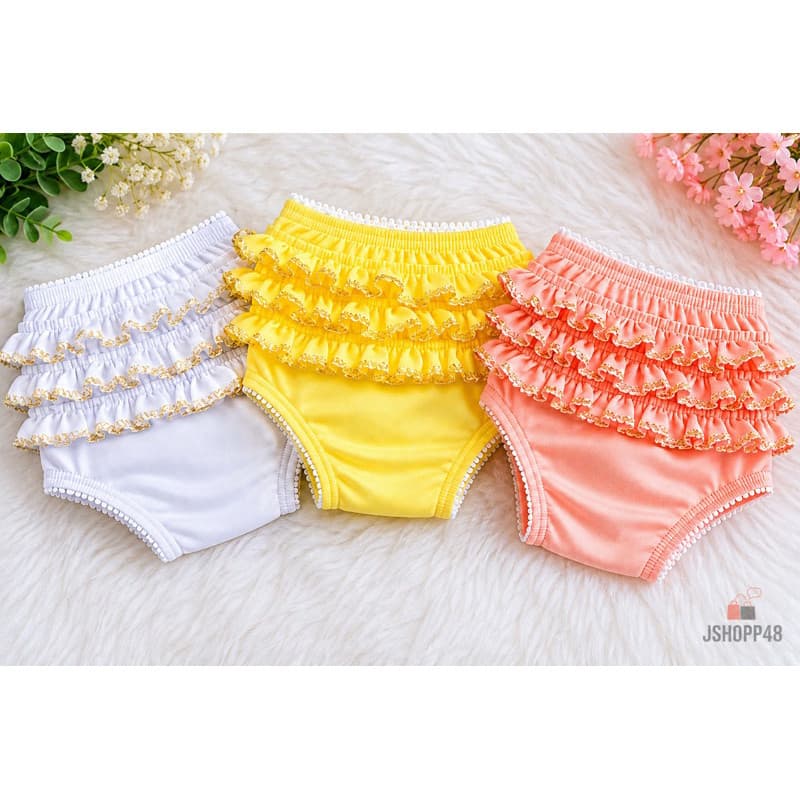 Kit 3 Calcinhas Infantil Bebê Menina Bunda Rica Super Macia 0 a 2 Anos