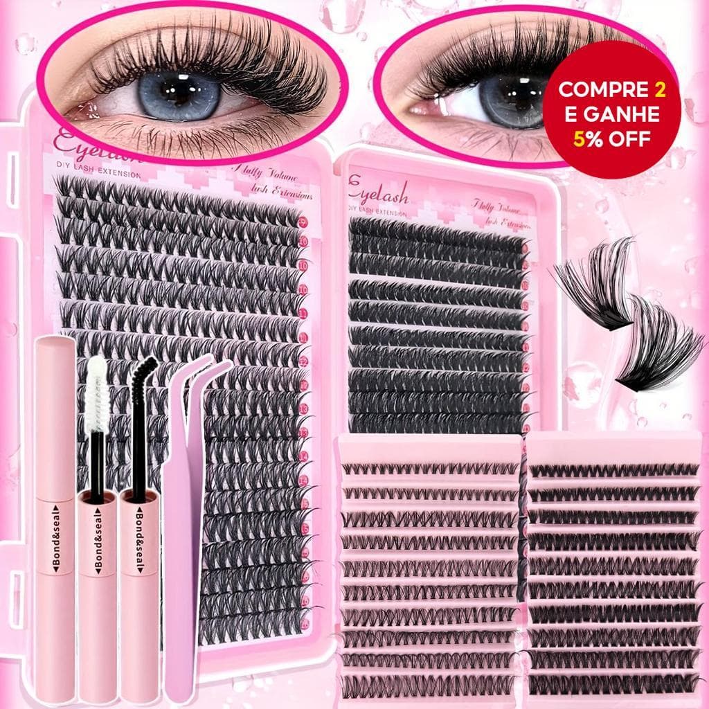 Kit de Extensão de Cílios C D Curl com Cola para Cílios, Selante e Pinça 8-16MM