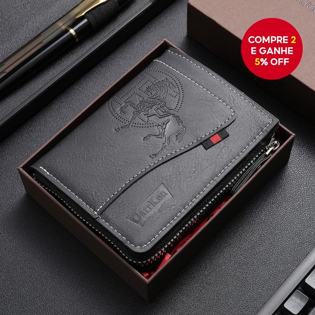 Carteira Masculina De Couro CarrKen Com Zíper Fino E Bifold Multifuncional Porta Cartão Patchwork Para Presentes De Negó