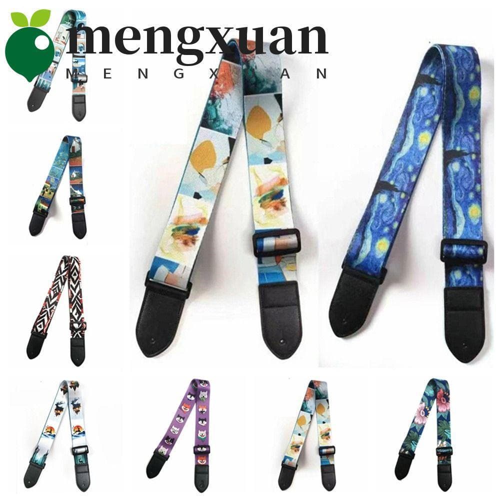 Correia de Guitarra MENGXUAN1, Correia de Guitarra Elétrica Extra Larga e Ajustável, Correia de Ombro com Estampa Colori