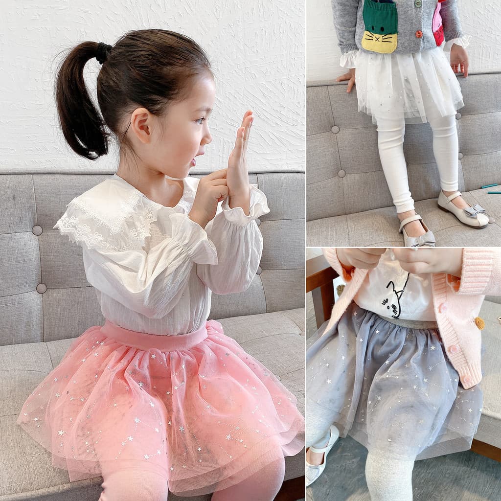 77105 crianças princesa Culottes gaze saia meninas falso de duas peças bonito Puff saia médio grande crianças