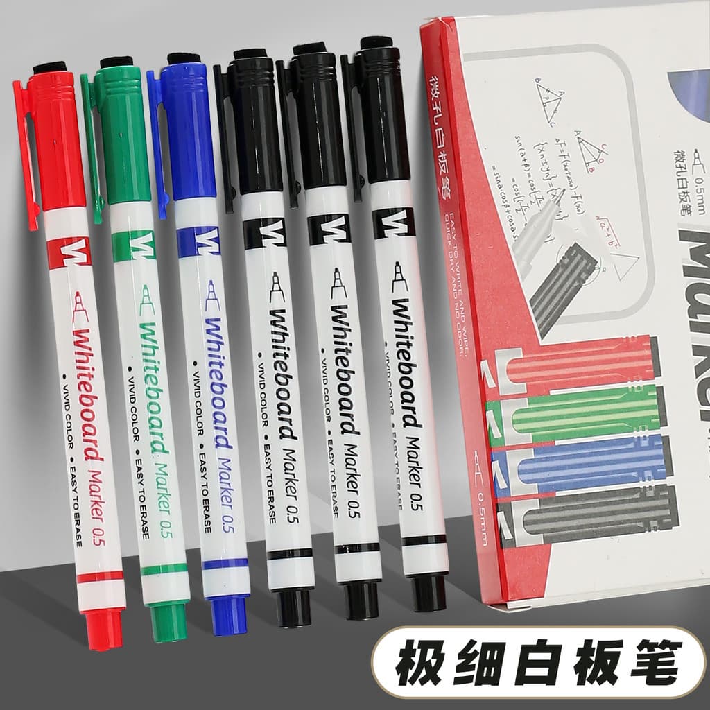 Caneta para quadro branco com adição de tinta de grande capacidade, cor fácil de apagar, ponta fina 0.5, caligrafia de p