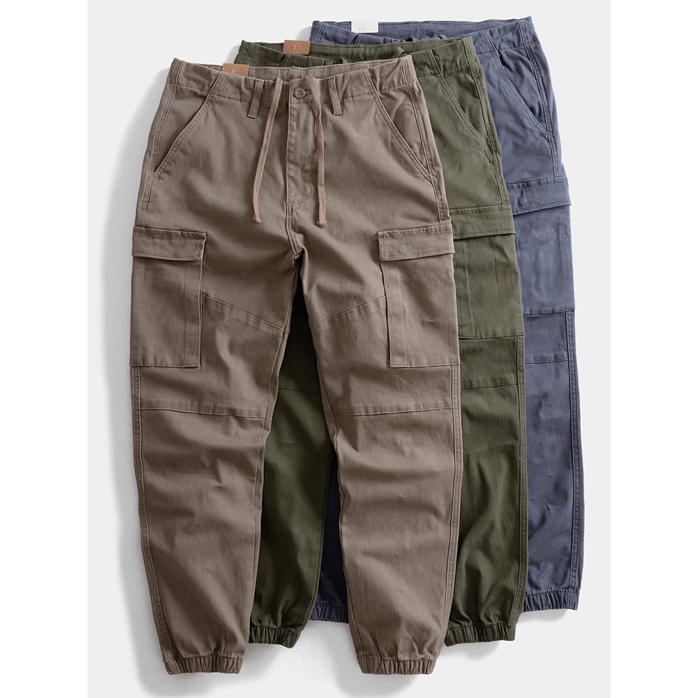 Pesado grosso Retro Micro-estiramento Leggings outono inverno solto macacão masculino americano Multi-bolso calças casua