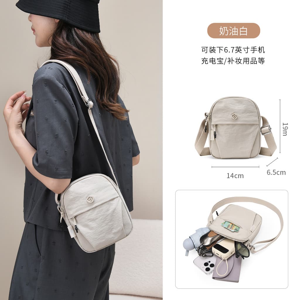 Bolsa leve de lona para celular feminina, Mini bolsa pequena, novo estilo, pano Oxford, Casual, feminina, um ombro, mens
