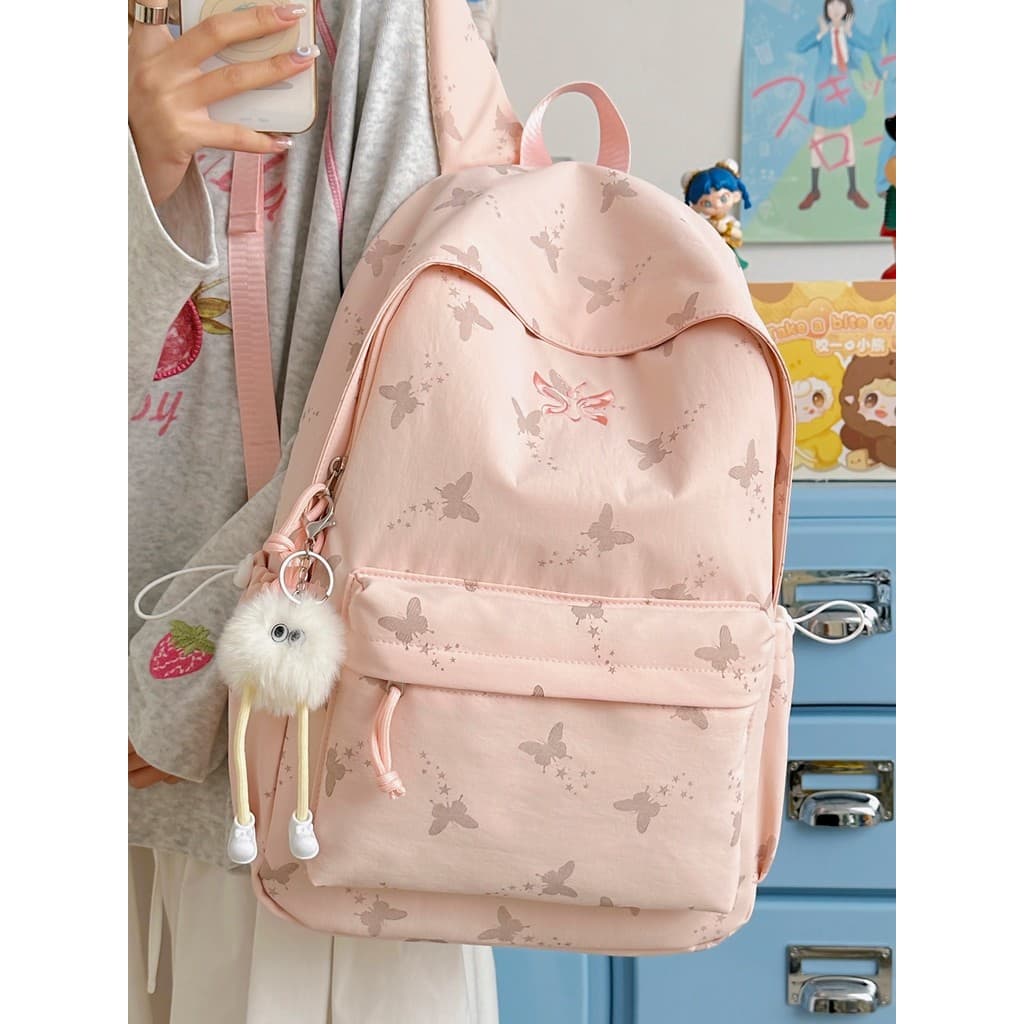 Borboleta impressão mochila meninas novo estilo grande capacidade nicho mochila doce estilo Preppy estudantes do ensino