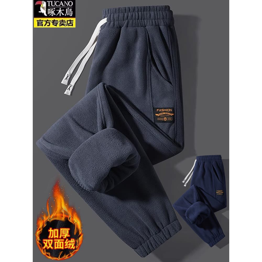Woodpecker calças casuais masculinas inverno velo-velo calças compridas novo estilo tamanho grande calças esportivas que