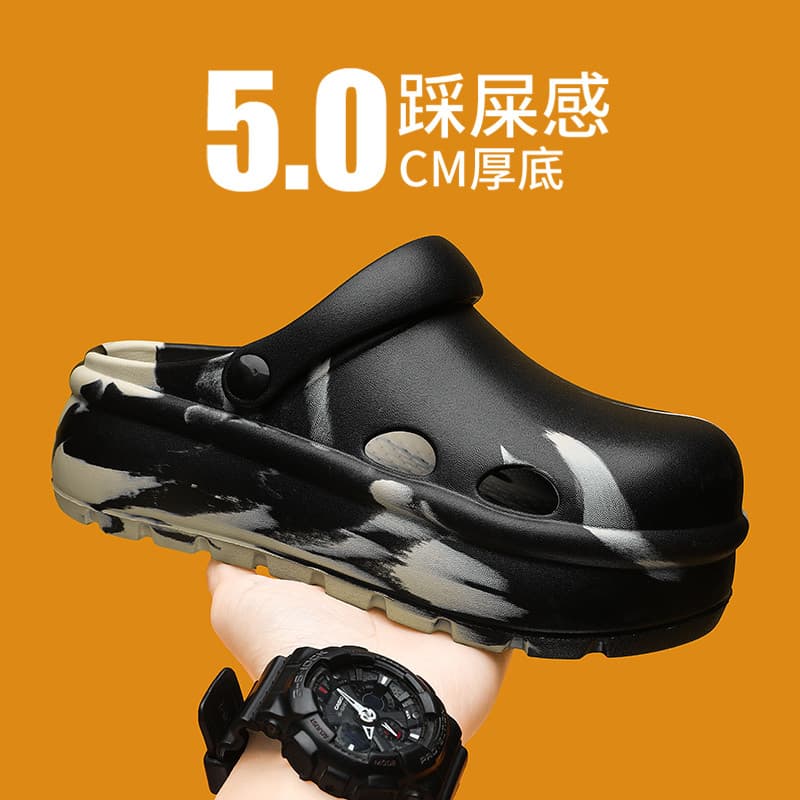 Baotou chinelos masculinos verão ao ar livre usar merda-incrustando esportes buraco sapatos juventude ao ar livre antide
