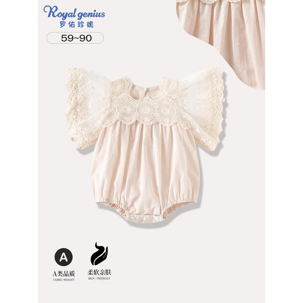 Bebê macacão de uma peça verão novo estilo bebê menina rendas macacão de uma peça de um ano de idade doce princesa macac