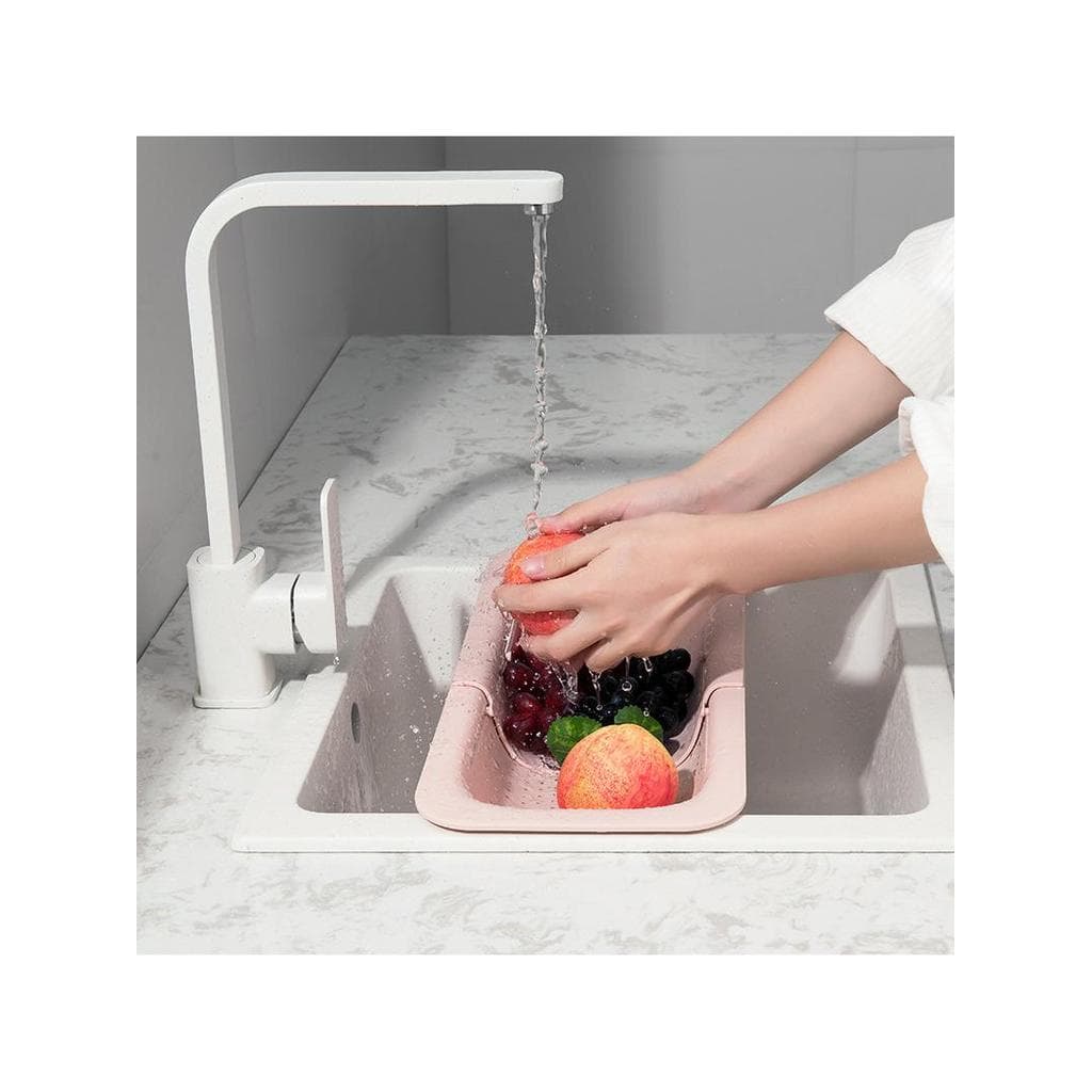 Rack de drenagem retrátil de cozinha Lavatório de vegetais de camada dupla Cesta de filtro de água de frutas Máquina de