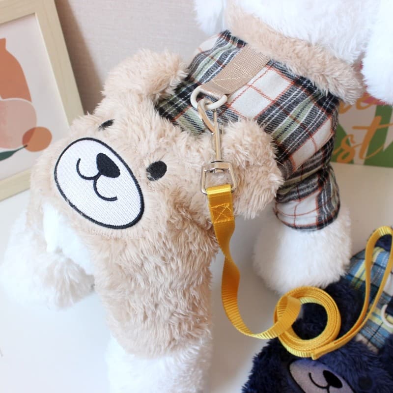 Bonito animal de estimação pequeno cão roupas de inverno quatro patas tração corda Bichon Teddy engrossado quente outono