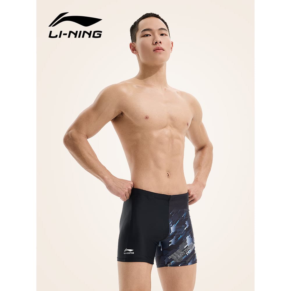 Li Ning calção de banho masculino 2026 novo estilo meninos maiô primavera quente Boxer tamanho grande profissional equip
