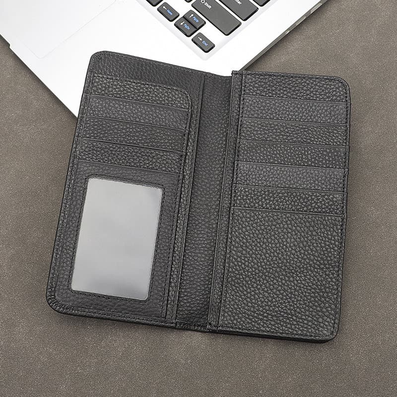 Primeira camada de couro novo estilo carteira de grande capacidade masculina simples longo Multi-cartão carteira de cour
