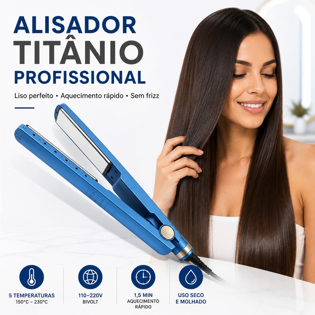 Chapinha Profissional Titânio 230°C Bivolt 5 Temperaturas Alisadora Anti Frizz