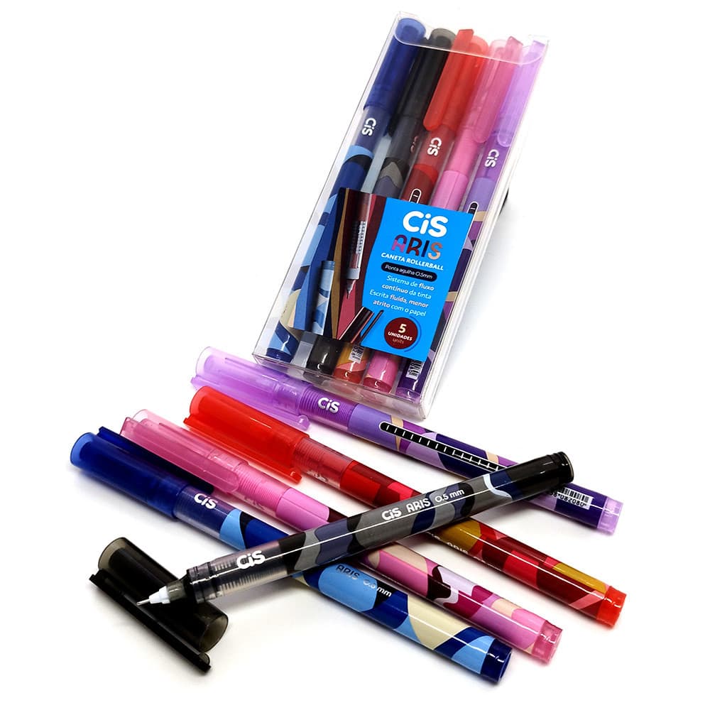 Estojo Caneta Rollerball CiS ARIS 0.5mm - 5 Cores