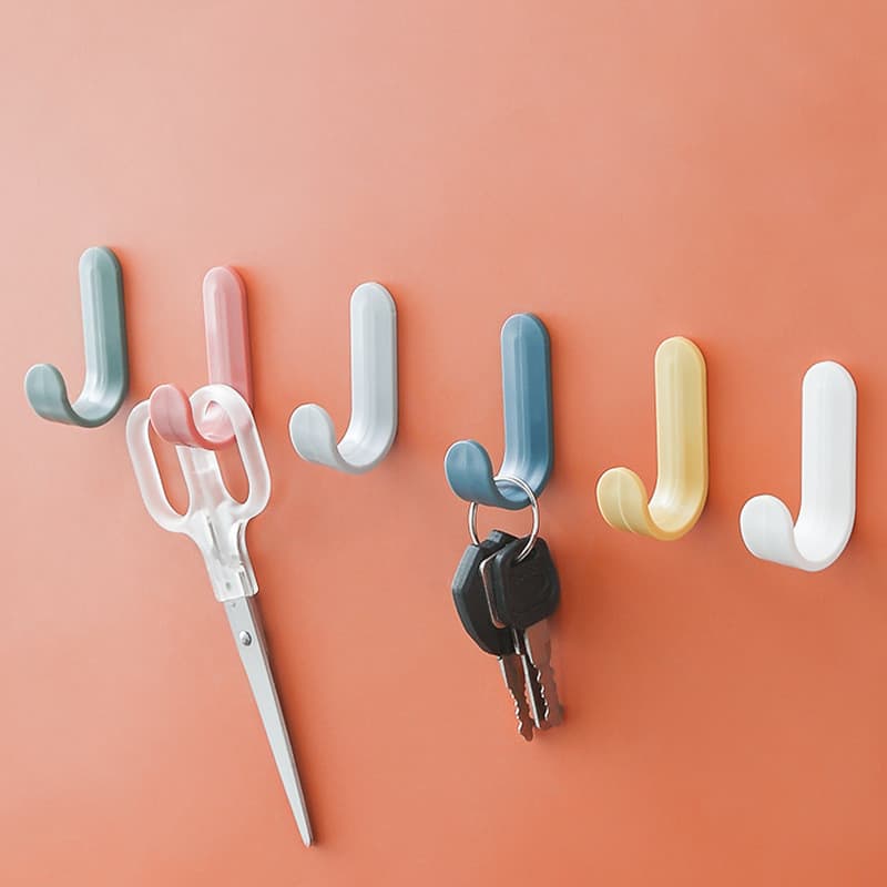 [Estoque pronto] J-Tipo Estilo Nórdico Mini Gancho Sem Perfuração Doméstico Gancho de Roupas Sem Perfuração Gancho Pegaj