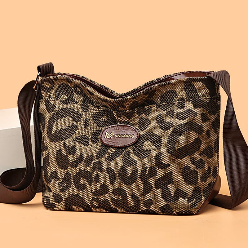 Balde Popular saco de grande capacidade feminino 2022 novo estilo influenciador Retro leopardo impressão de um ombro axi