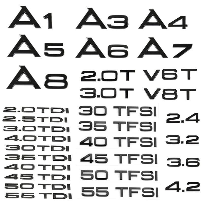 Adesivo De Logotipo Do Porta-Malas Traseiro Carro 3D ABS 2.0 3.0 4.0 30 35 40 45 50 55 60 TFSI TDI V6T 2.0T Para Audi A1