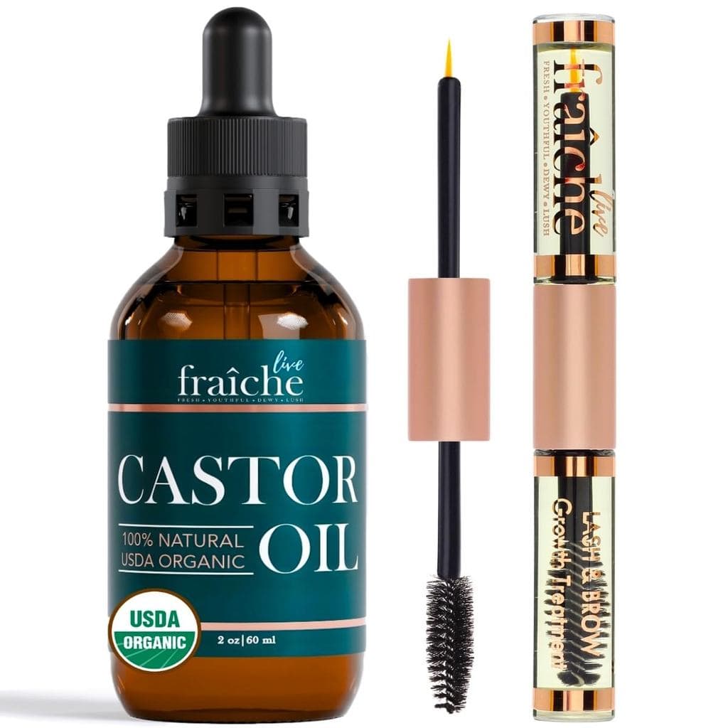 Sérum para Cílios com Óleo de Rícino Orgânico Live Fraiche para Crescimento Capilar, Sérum 100% Puro para Crescimento de