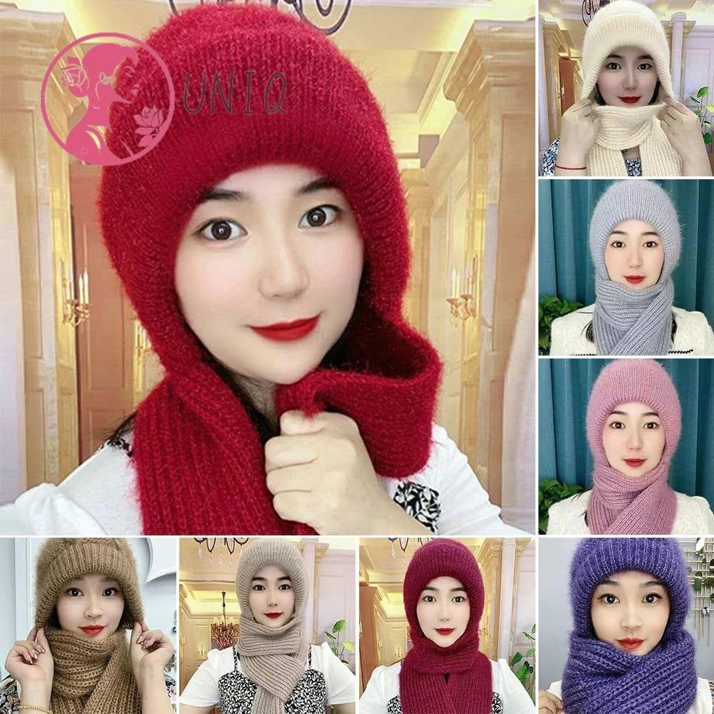 UNIQ Inverno Integrado Boné Cachecol , Pescoço Mais Quente Malha Gorro Chapéu Macio Engrossado Com Capuz