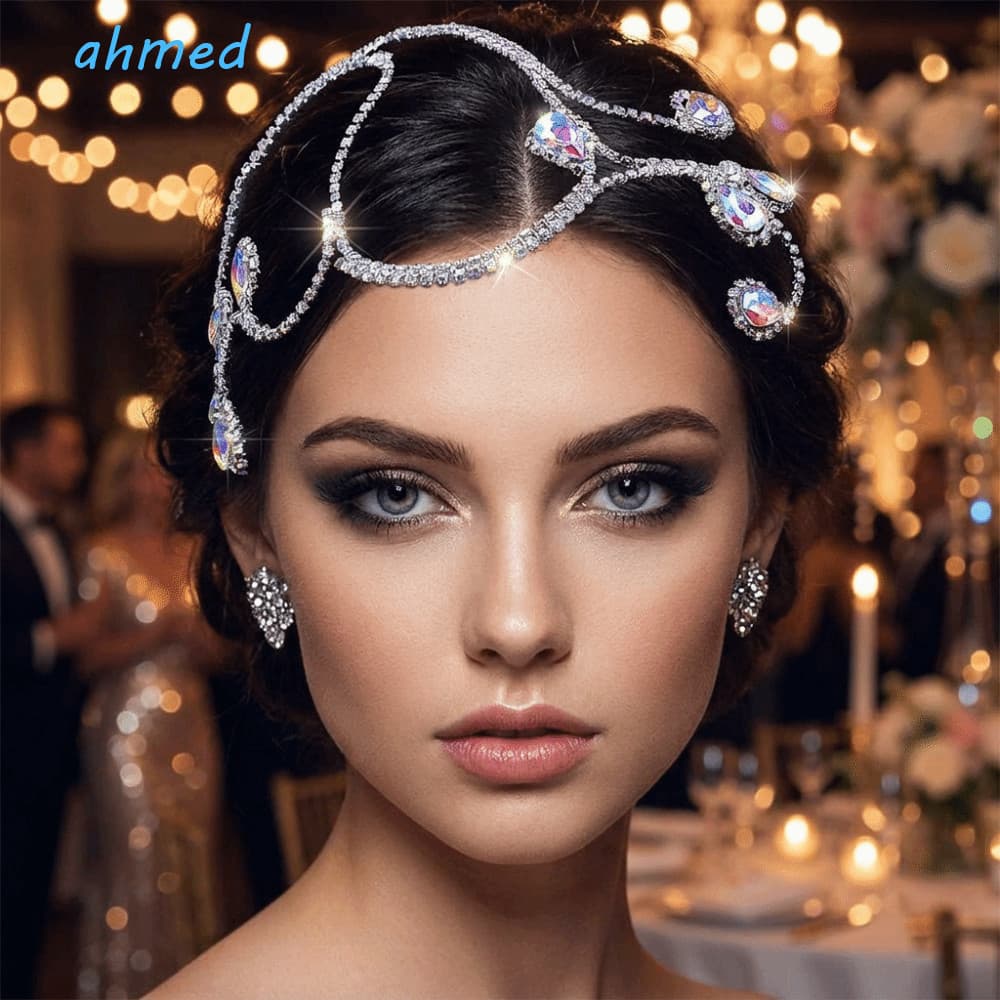 Tiara De Casamento Com Strass AHMED , Chapéu Requintado E Elegante Em Formato Geométrico , Glitter