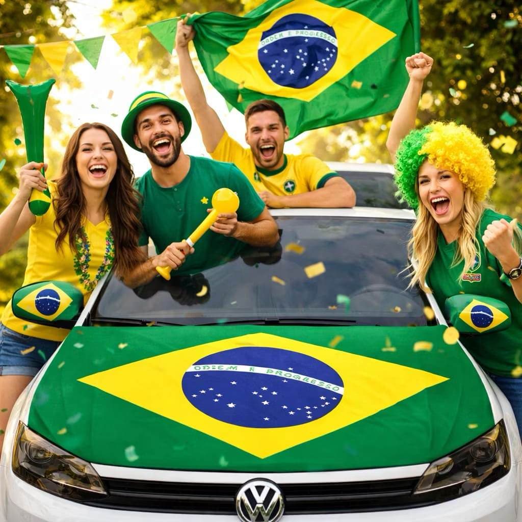 Bandeira Do Brasil Para Capô De Carro E Camionete Unidade Grande Copa Do Mundo 50x50cm Premium
