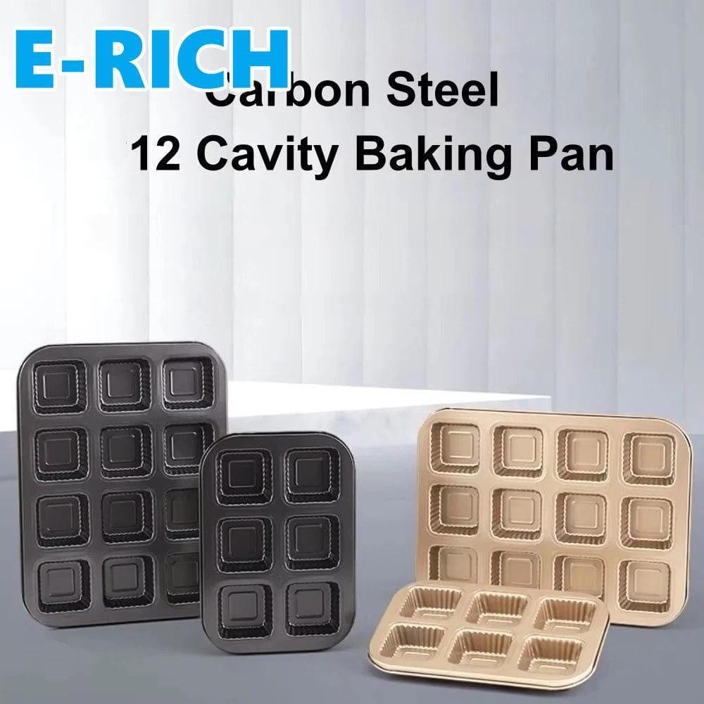 ERICH1 Mini Forma De Pão , Divisores Lata De Muffin Quadrada De 12 Cavidades , Assadeira De Aço Carbono