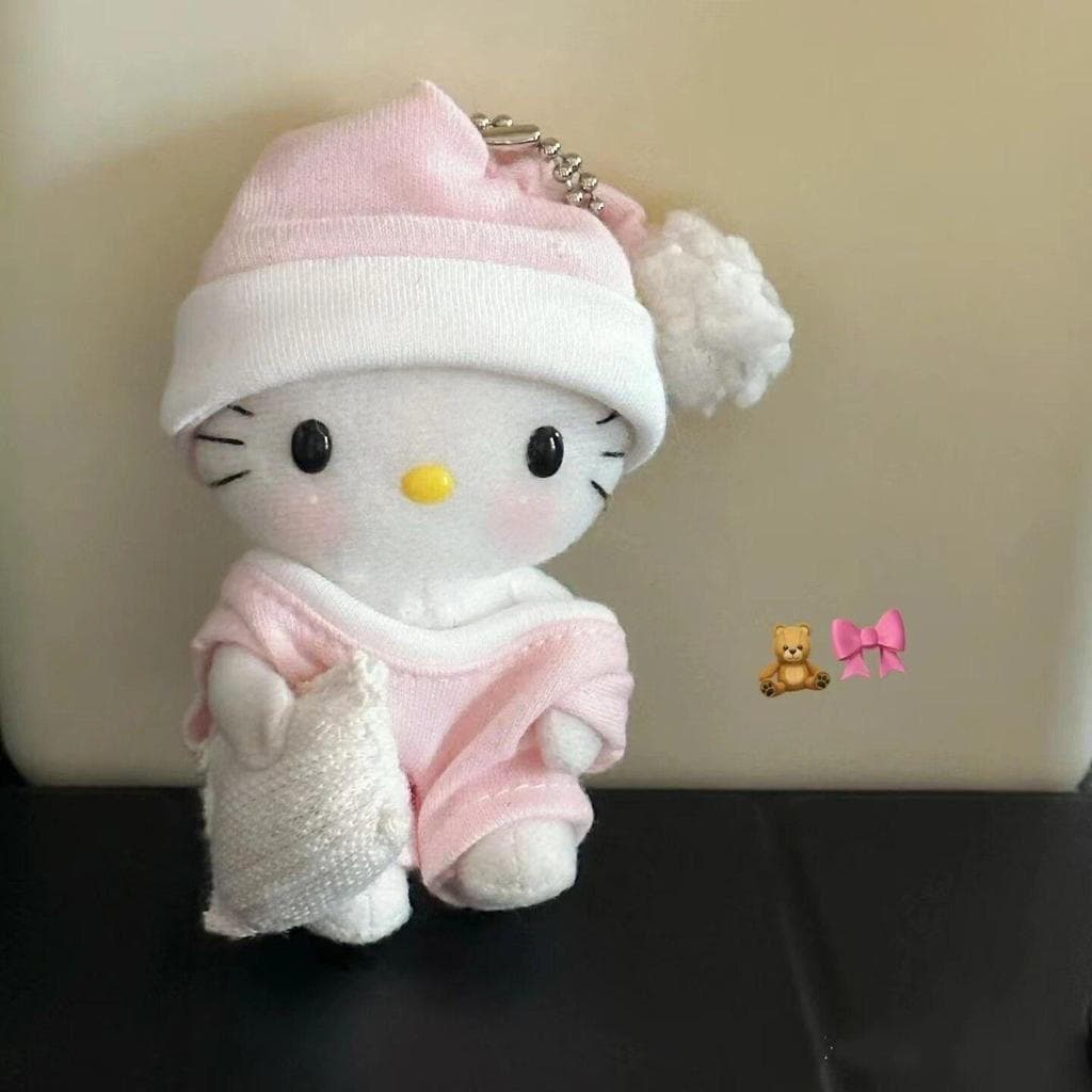 Novo estilo travesseiro pijama Hello Kitty chaveiro bonito boneca de pelúcia estilo dos desenhos animados saco ornamento
