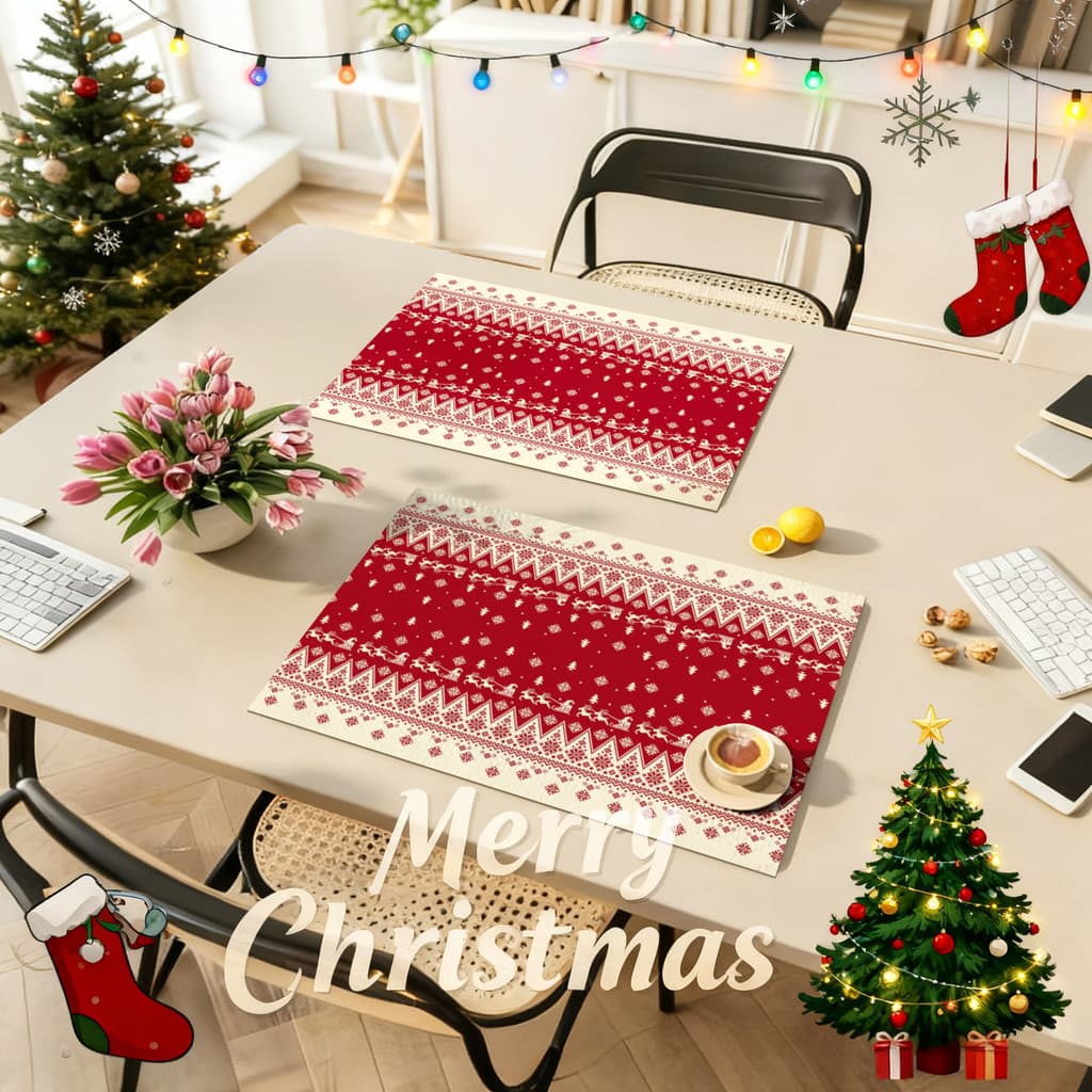 Guardanapos de Natal Decoração de mesa de jantar Pratos de jantar domésticos Tapetes de prato Capa Toalhas Decoração Ano