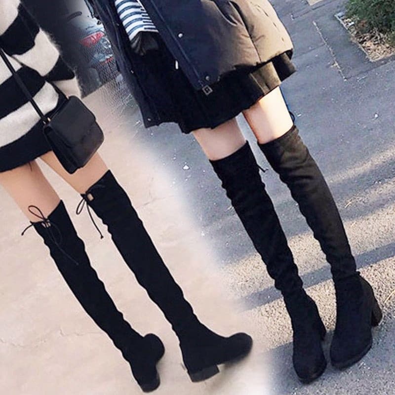 Influenciador botas acima do joelho femininas 2025 primavera outono novo estilo Martin botas finas tubo médio alto botas