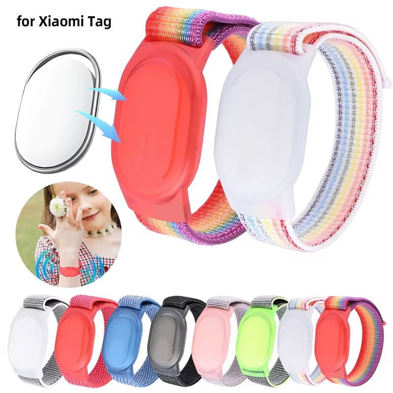 Capa De Relógio Com Pulseira De Nylon Ajustável Para Xiaomi Tag Protetora Respirável À Prova D'água Kid Rastreadora Anti