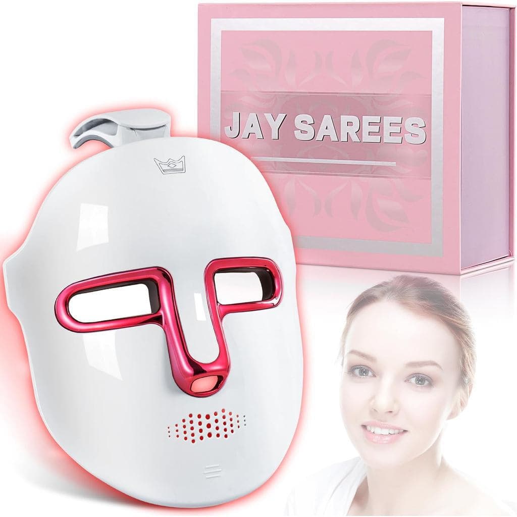Terapia Facial com Luz Vermelha, Máscara Facial LED de 7 Cores, Máscara para Cuidados com a Pele Facial (Branca) PIXA