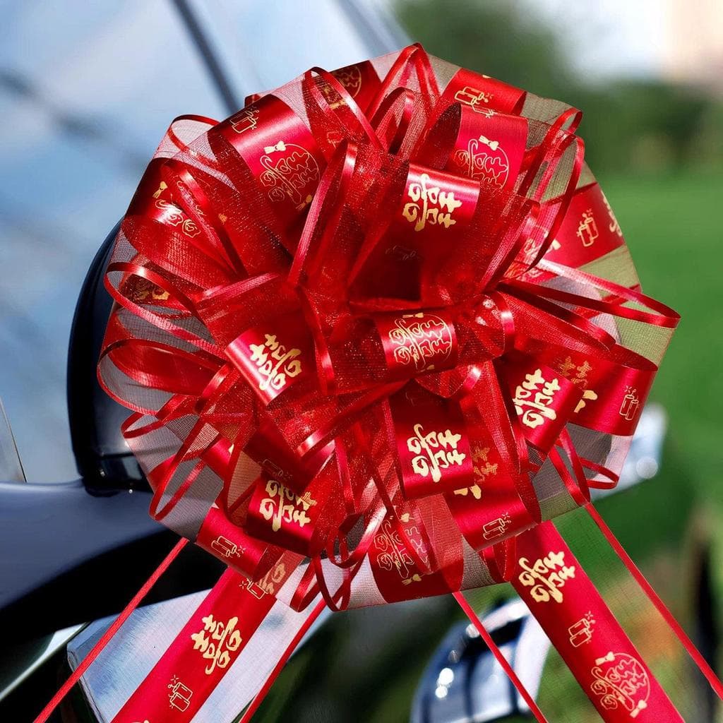 Fita vermelha para celebração de feriados, adereços para casamento, guirlanda de carro, decoração, coleta de casamento,