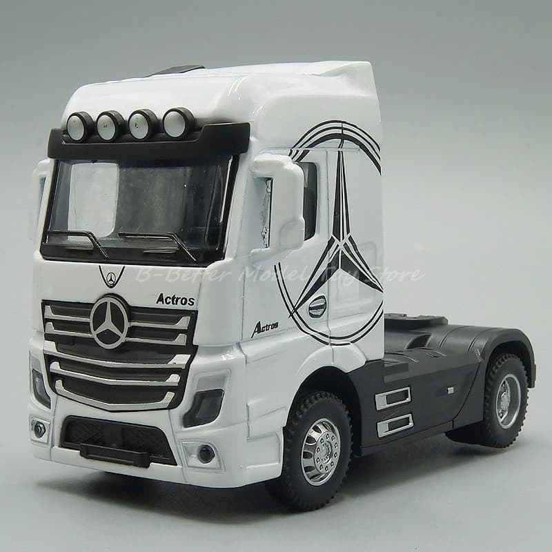 1 : 50 Modelo De Caminhão Metálico Diecast Toys Mercedes Benz Tractor Pull Back Com Som E Presentes Leves Para Crianças