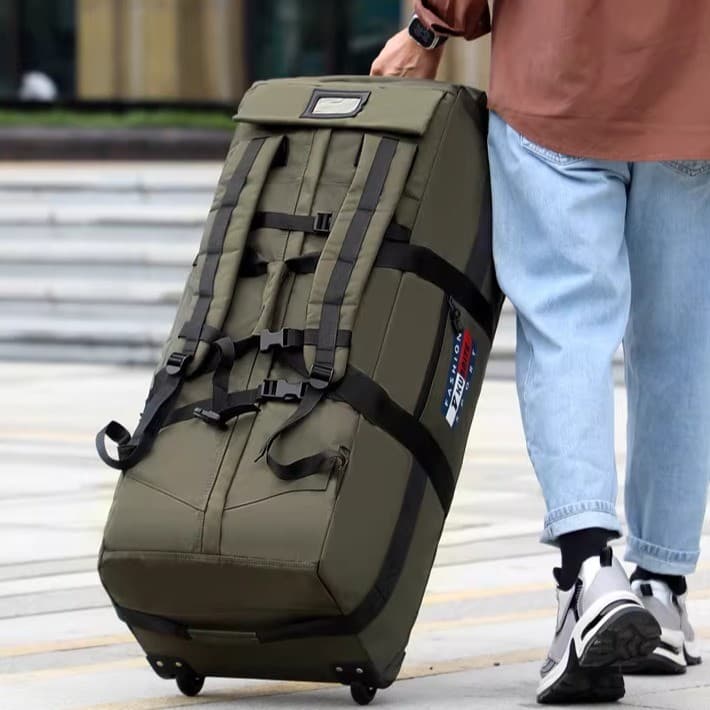 Pode transportar puxar saco de bagagem mochila saco de viagem de grande capacidade com rodas acampamento ao ar livre em