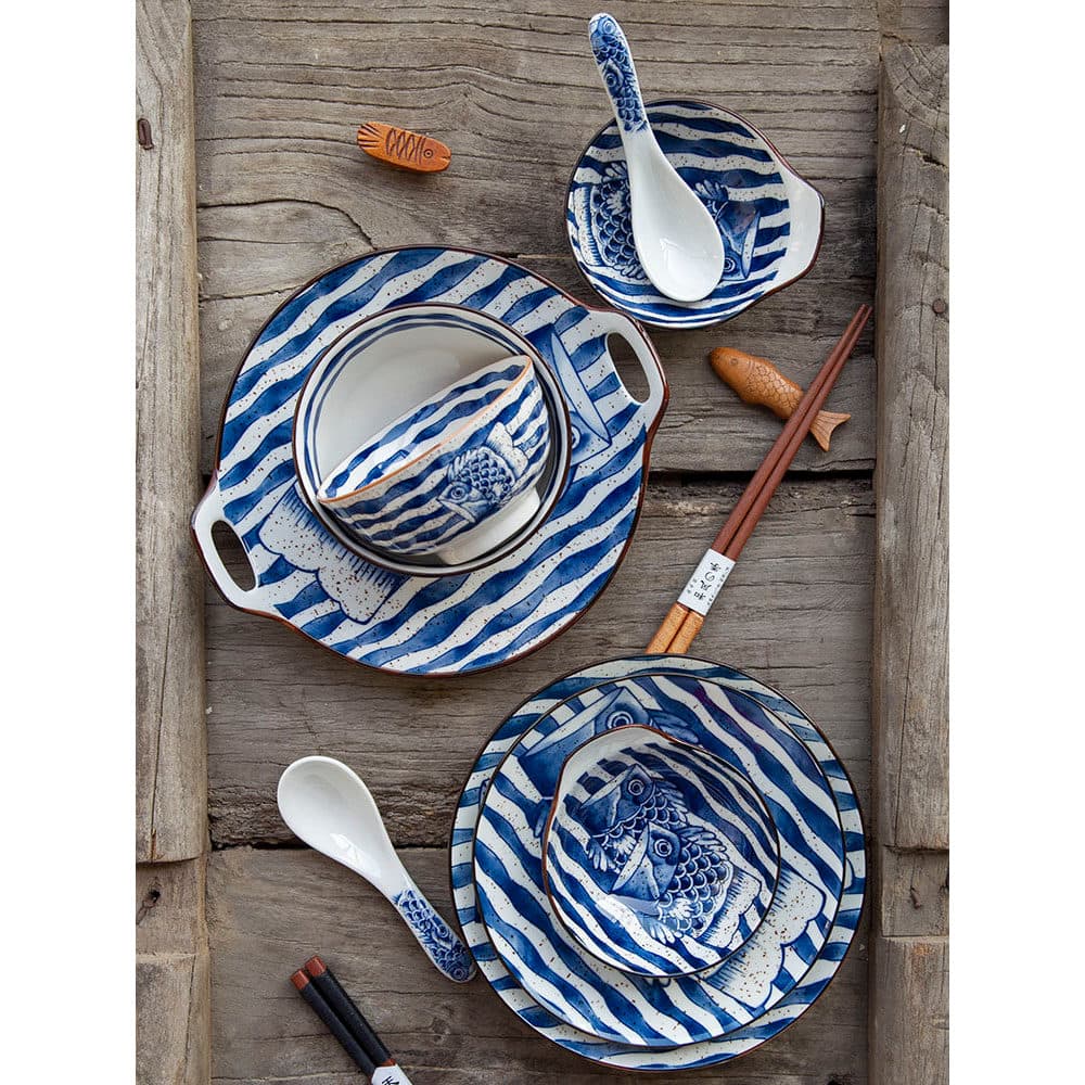 Estilo japonês quatro estações estilo japonês Underglaze cor carpa talheres de cerâmica tigela de arroz tigela de macarr