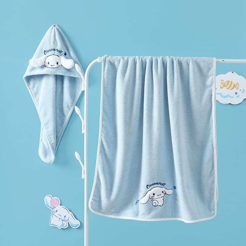 Toalhas De Banho Cinnamoroll Dos Desenhos Animados Super Absorvem Água Macia Feminina Coral Velo Rosto Toalha Cabelo Sec