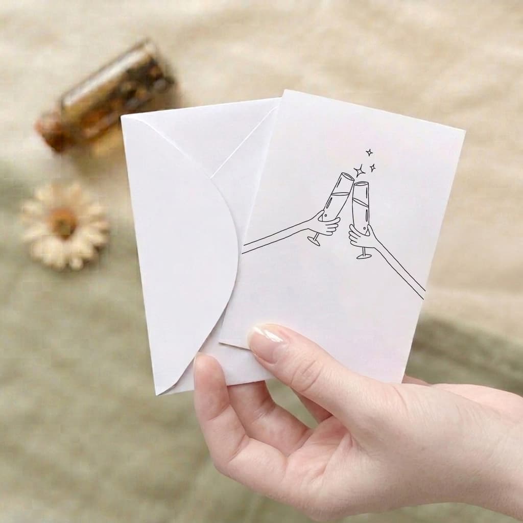 Mini Cartão de Presente A7 Fine Line Gluuck P/ Ocasiões Diversas: Casal União Casamento Namorados Ano Novo-  Comemoração